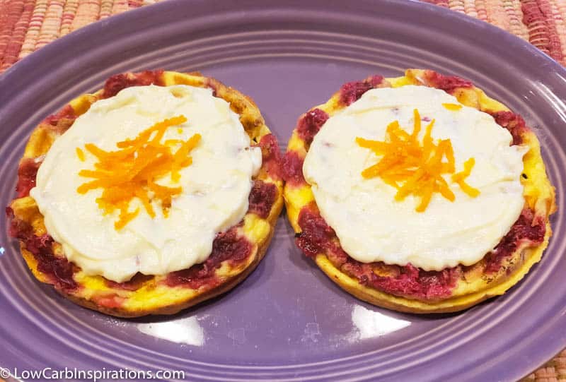 Cranberry Swirl Chaffles with Orange Cream Cheese Frosting