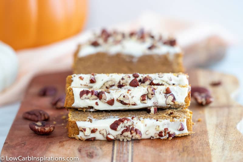 Low Carb Pumpkin Bread with Cream Cheese Frosting