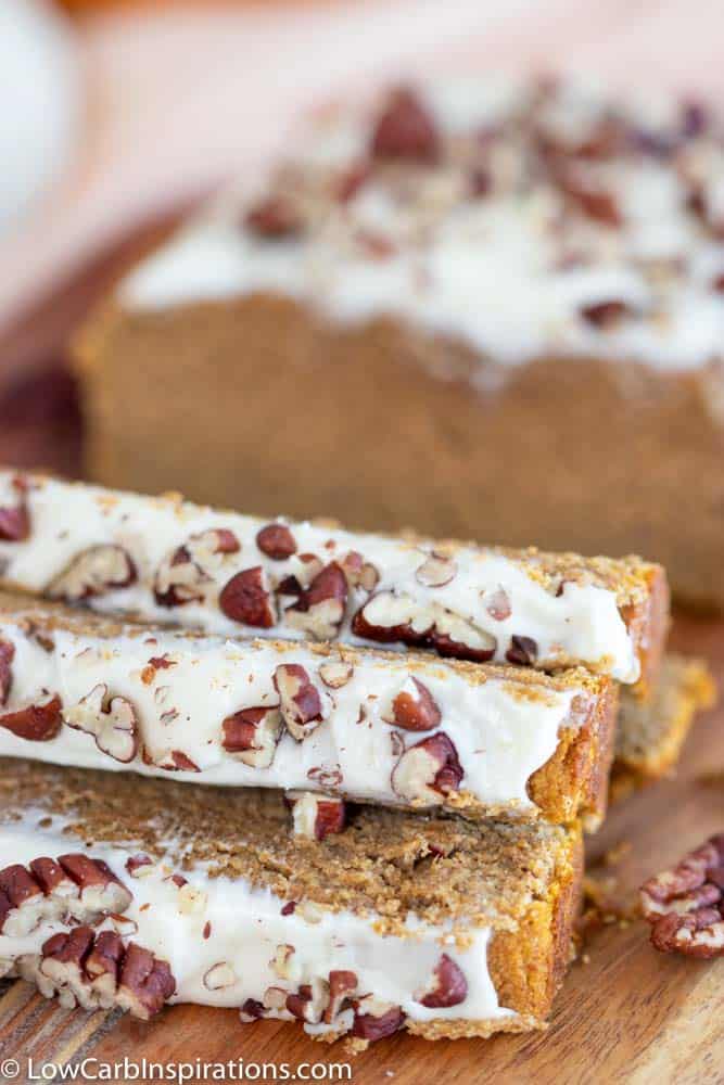 Low Carb Pumpkin Bread with Cream Cheese Frosting