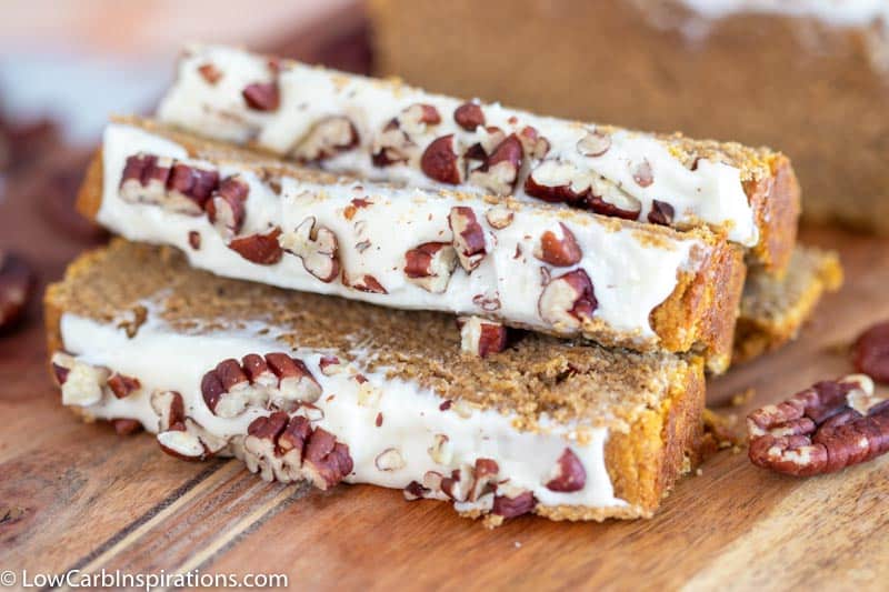 Low Carb Pumpkin Bread with Cream Cheese Frosting