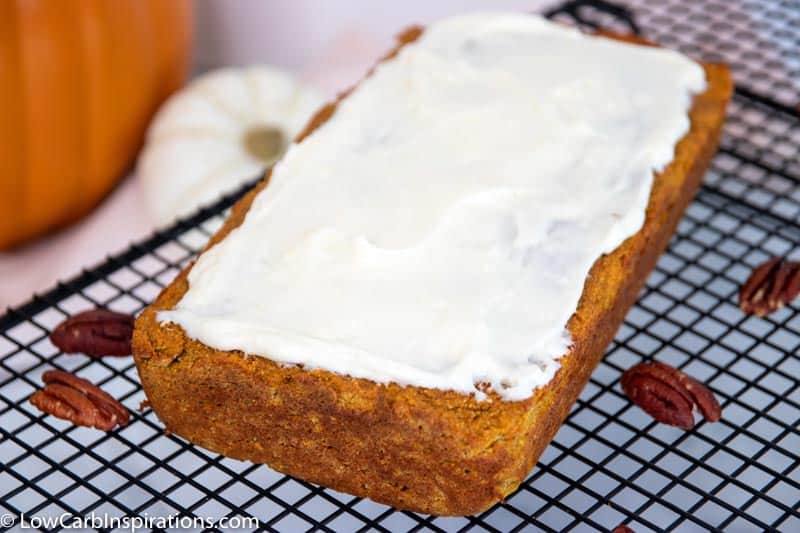 Low Carb Pumpkin Bread with Cream Cheese Frosting